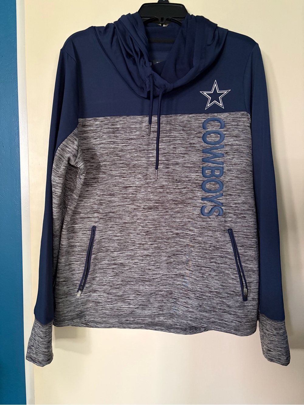 NFL Dallas Cowboys Navy and Heather Gray Pullover Hoodie